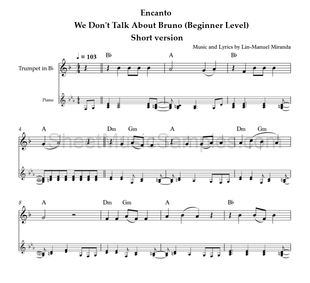 Encanto - We Don't Talk About Bruno (Beginner Level) - Short version