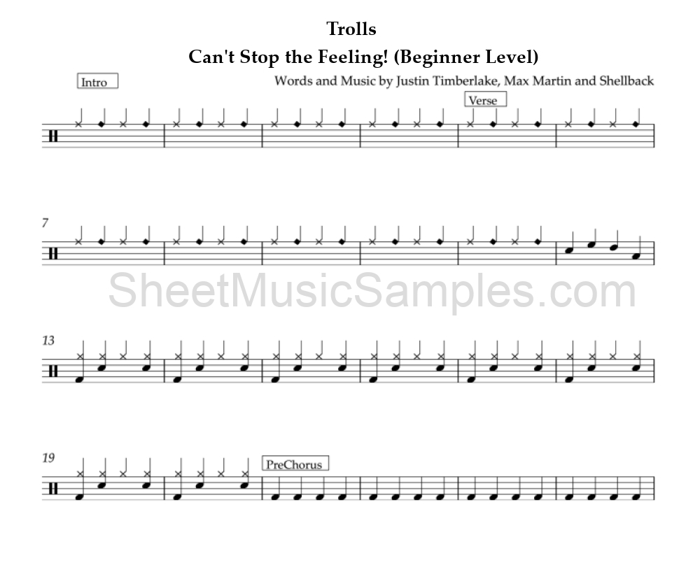 Trolls - Can't Stop the Feeling! (Beginner Level)