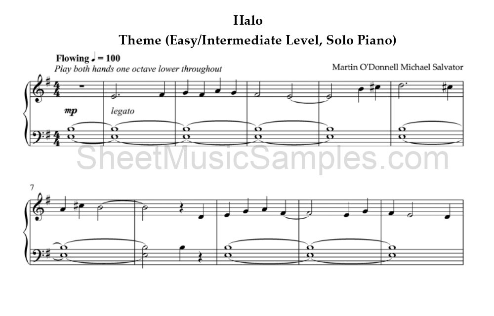 Halo - Theme (Easy/Intermediate Level, Solo Piano)