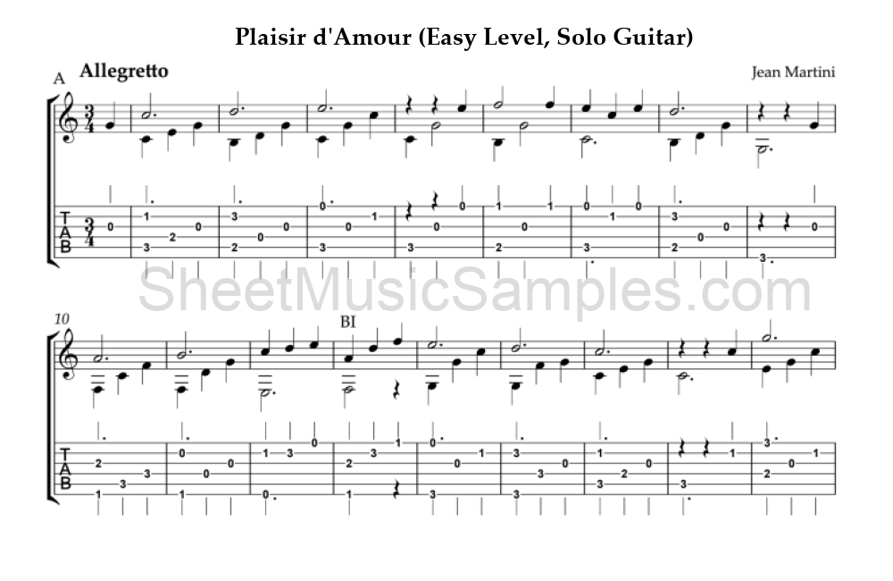 Plaisir d'Amour (Easy Level, Solo Guitar)