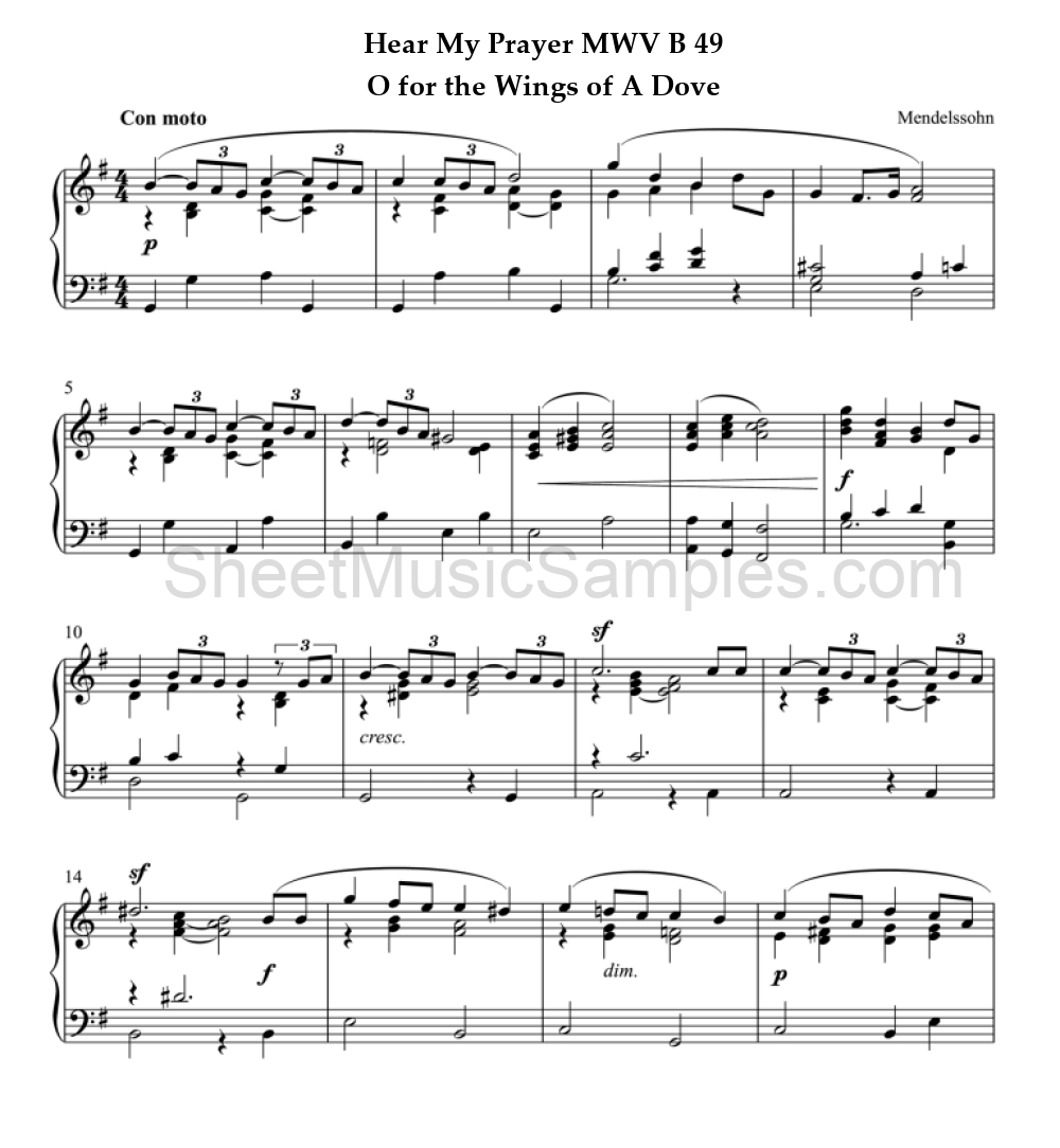 Hear My Prayer MWV B 49 - O for the Wings of A Dove