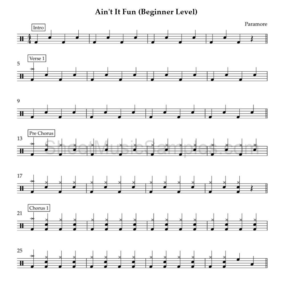 Ain't It Fun (Beginner Level)