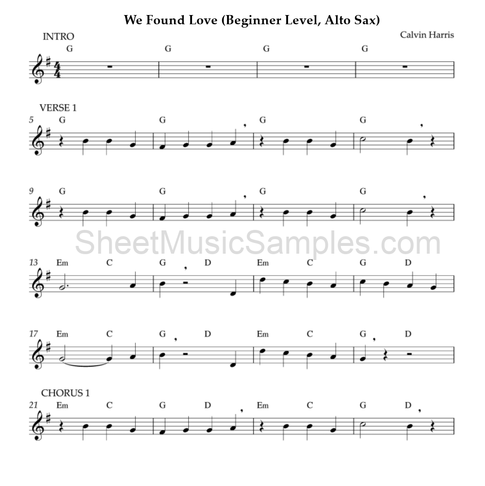 We Found Love (Beginner Level, Alto Sax)