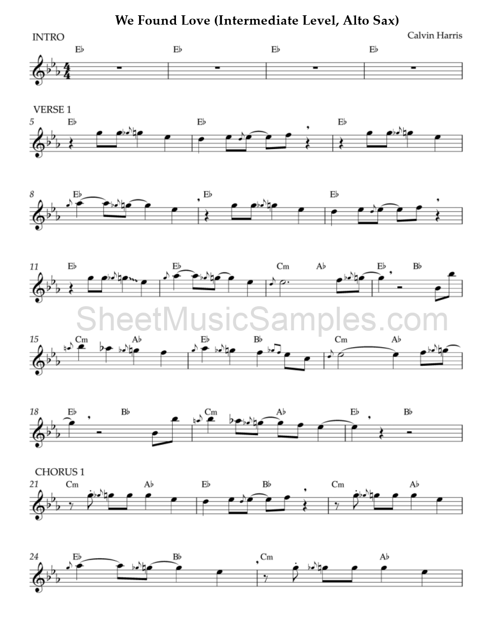 We Found Love (Intermediate Level, Alto Sax)