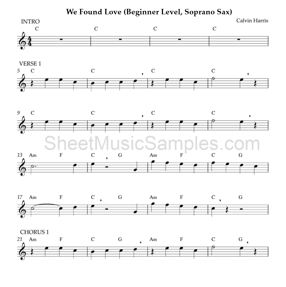 We Found Love (Beginner Level, Soprano Sax)