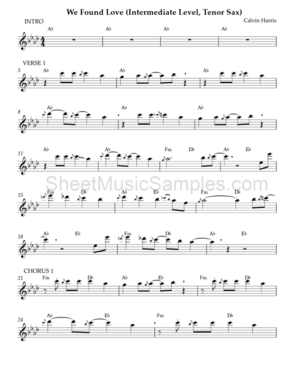 We Found Love (Intermediate Level, Tenor Sax)