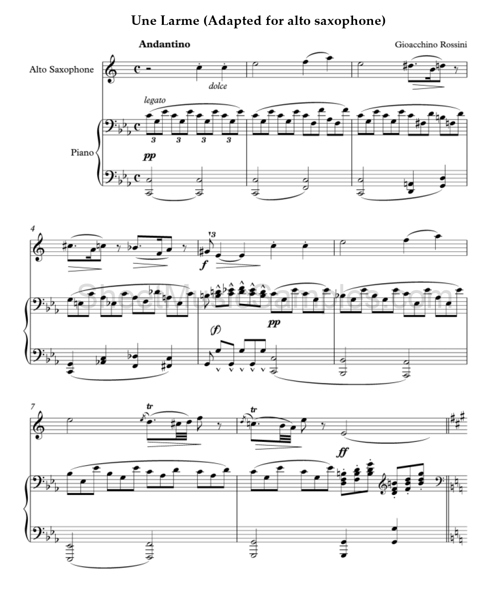 Une Larme (Adapted for alto saxophone)