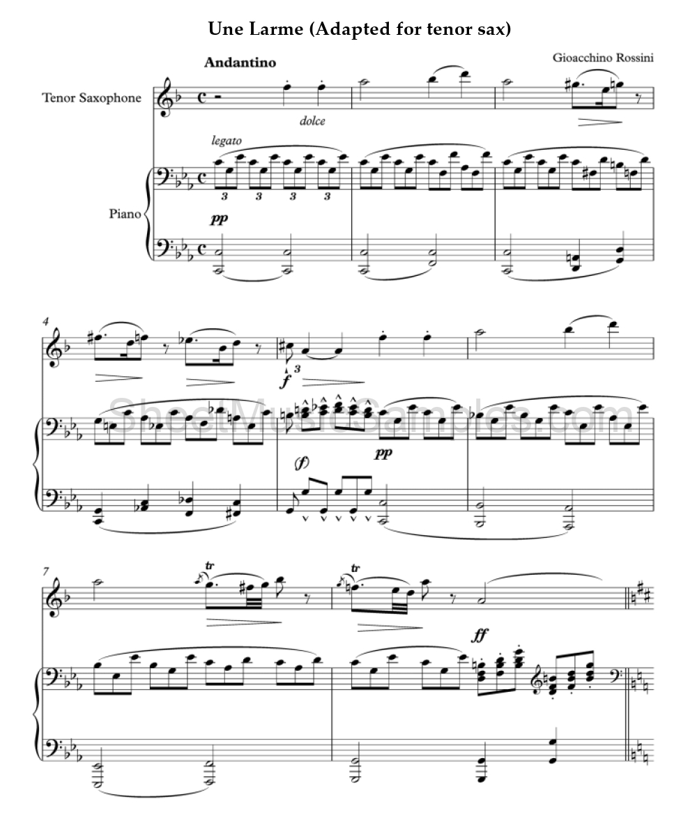 Une Larme (Adapted for tenor sax)