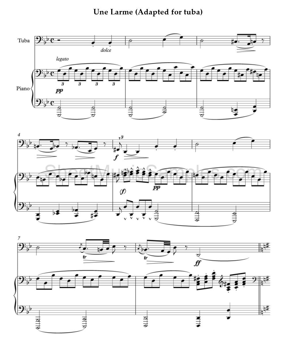 Une Larme (Adapted for tuba)