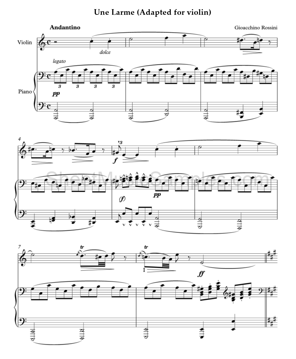 Une Larme (Adapted for violin)