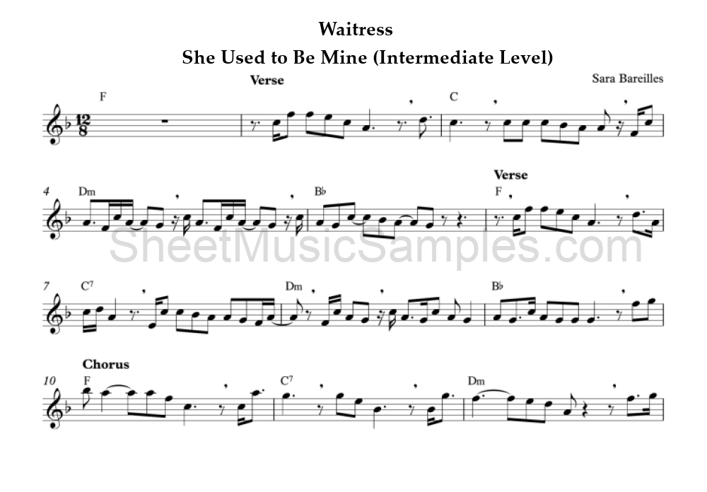 Waitress - She Used to Be Mine (Intermediate Level)