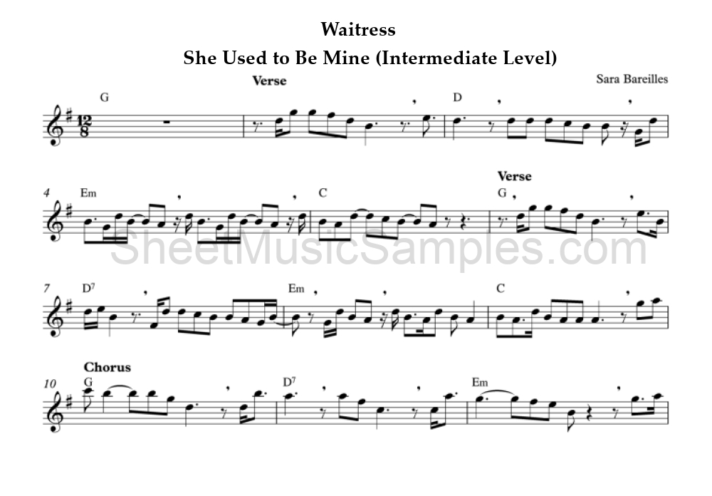 Waitress - She Used to Be Mine (Intermediate Level)