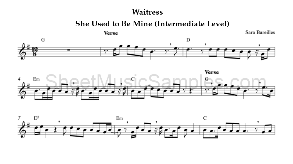 Waitress - She Used to Be Mine (Intermediate Level)