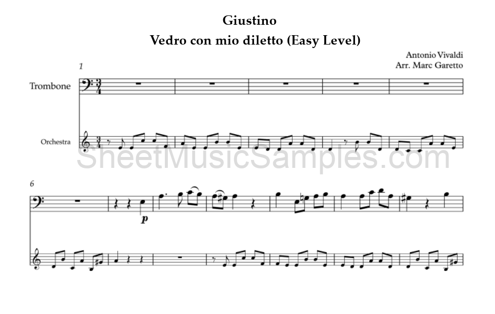 Giustino - Vedro con mio diletto (Easy Level)