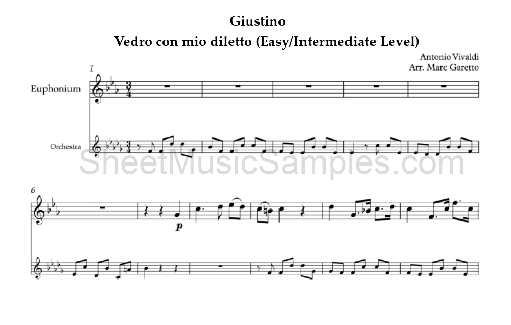 Giustino - Vedro con mio diletto (Easy/Intermediate Level)