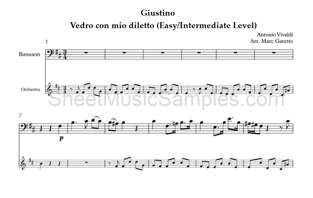 Giustino - Vedro con mio diletto (Easy/Intermediate Level)