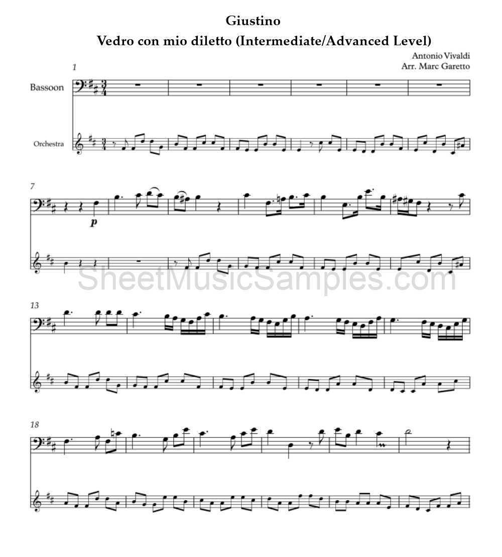 Giustino - Vedro con mio diletto (Intermediate/Advanced Level)