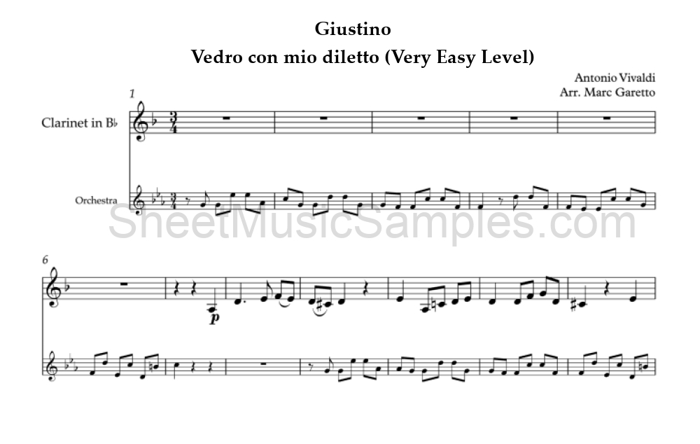 Giustino - Vedro con mio diletto (Very Easy Level)