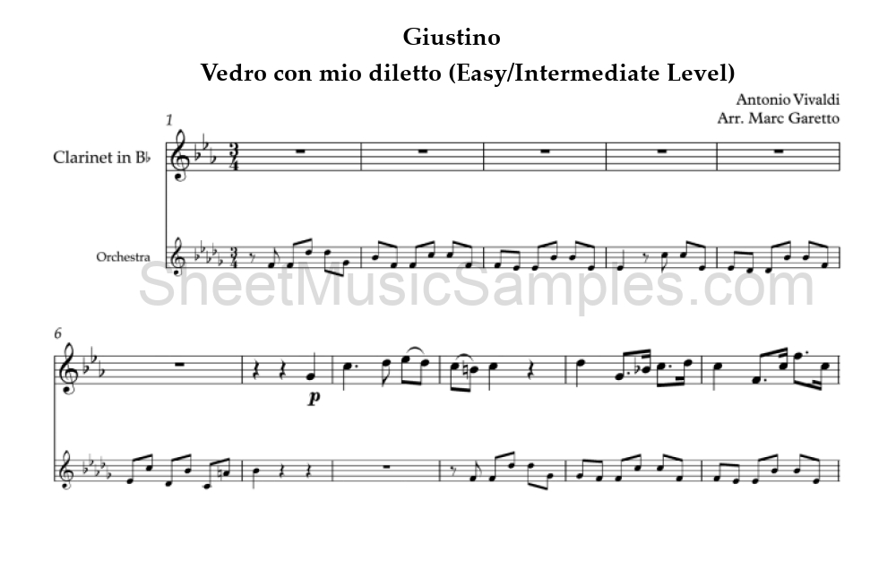 Giustino - Vedro con mio diletto (Easy/Intermediate Level)