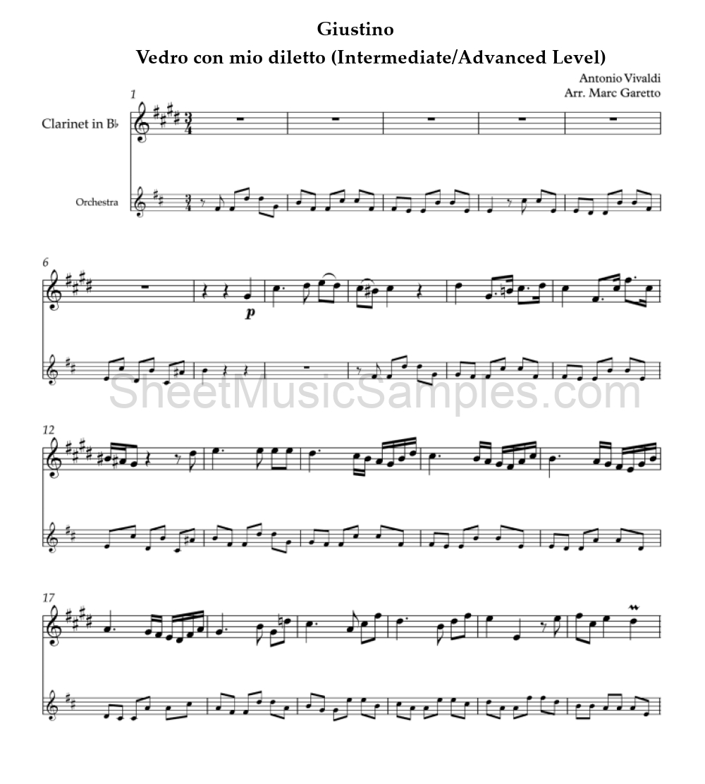 Giustino - Vedro con mio diletto (Intermediate/Advanced Level)