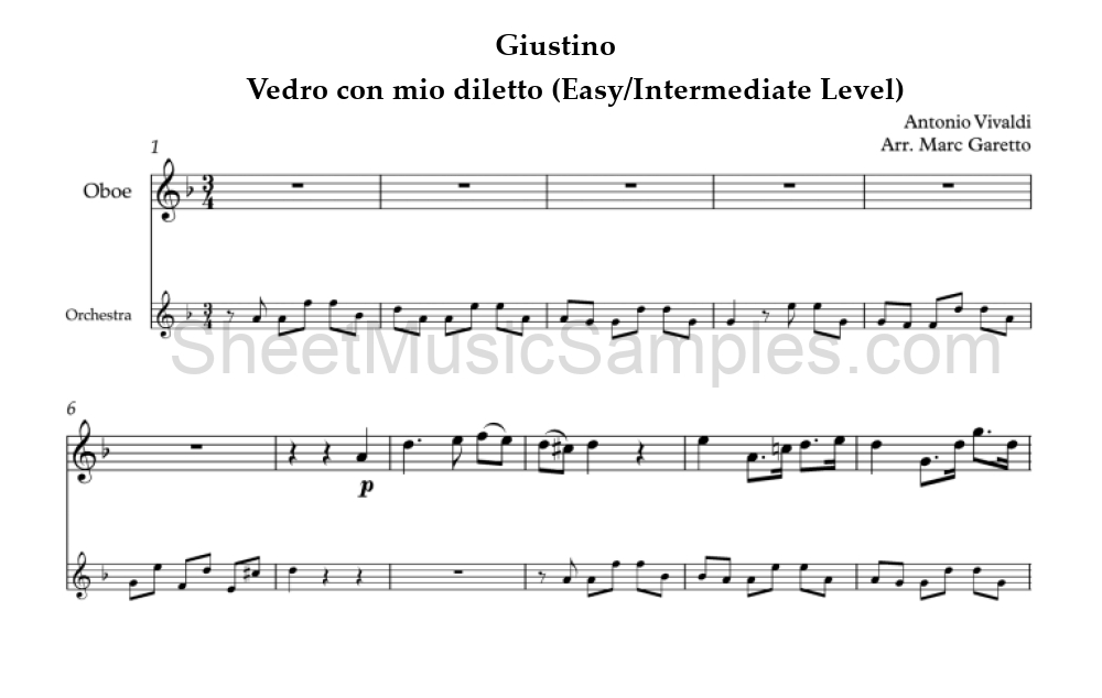 Giustino - Vedro con mio diletto (Easy/Intermediate Level)