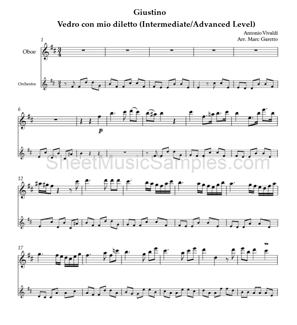 Giustino - Vedro con mio diletto (Intermediate/Advanced Level)