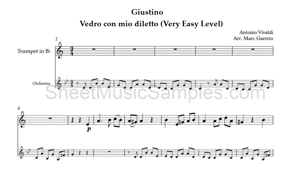 Giustino - Vedro con mio diletto (Very Easy Level)