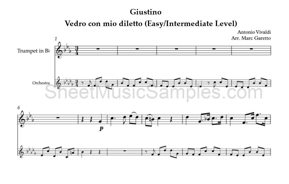 Giustino - Vedro con mio diletto (Easy/Intermediate Level)