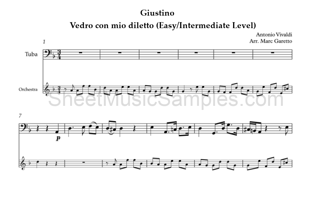 Giustino - Vedro con mio diletto (Easy/Intermediate Level)