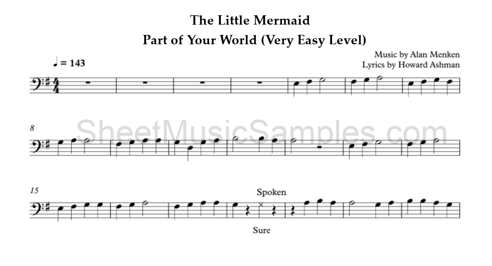 The Little Mermaid - Part of Your World (Very Easy Level)