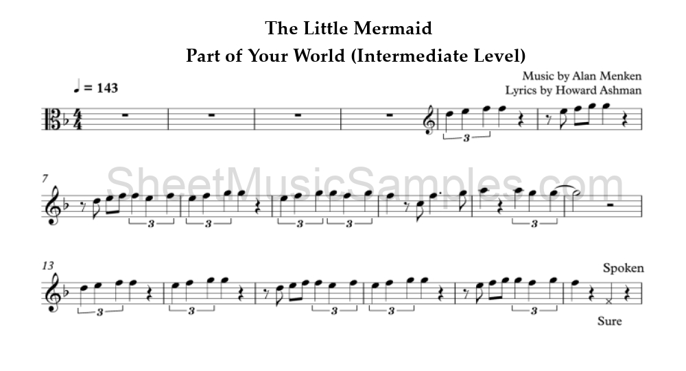 The Little Mermaid - Part of Your World (Intermediate Level)