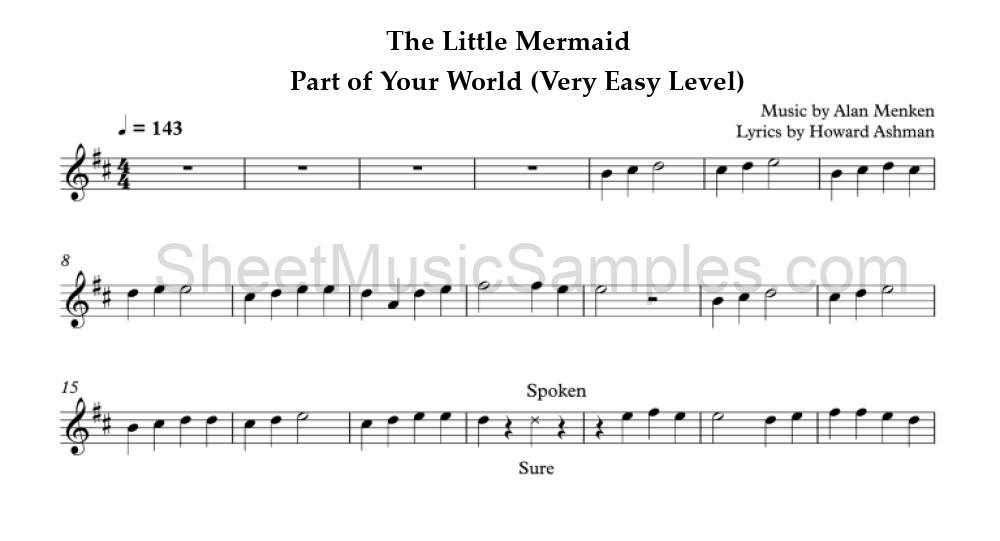 The Little Mermaid - Part of Your World (Very Easy Level)