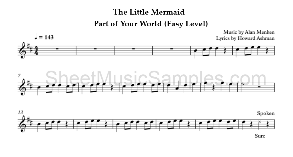 The Little Mermaid - Part of Your World (Easy Level)