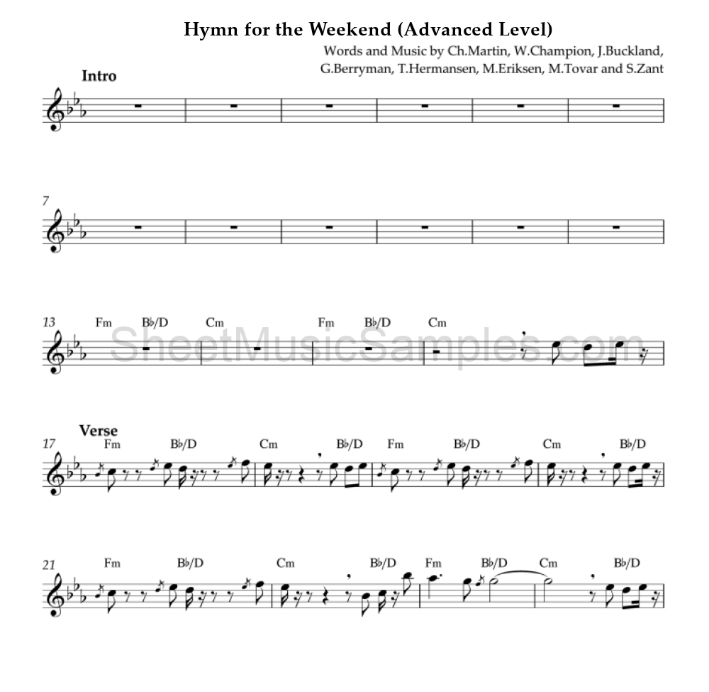 Hymn for the Weekend (Advanced Level)