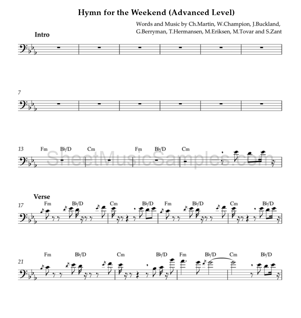 Hymn for the Weekend (Advanced Level)