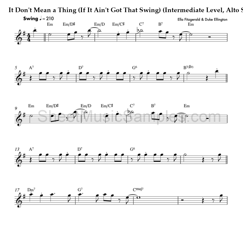 It Don't Mean a Thing (If It Ain't Got That Swing) (Intermediate Level, Alto Sax)