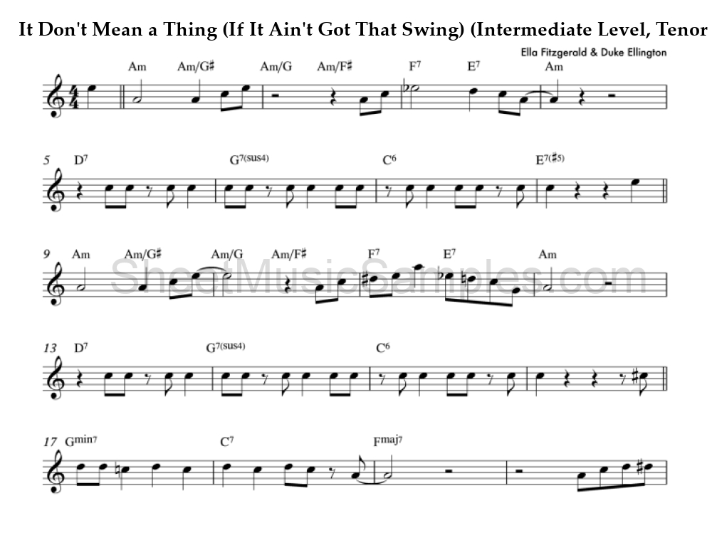 It Don't Mean a Thing (If It Ain't Got That Swing) (Intermediate Level, Tenor Sax)