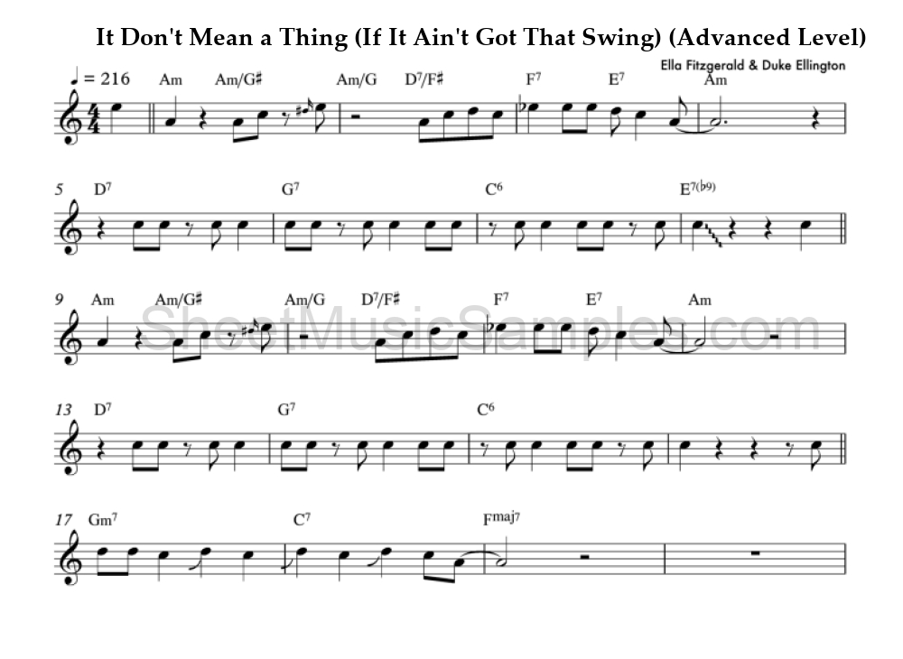 It Don't Mean a Thing (If It Ain't Got That Swing) (Advanced Level)