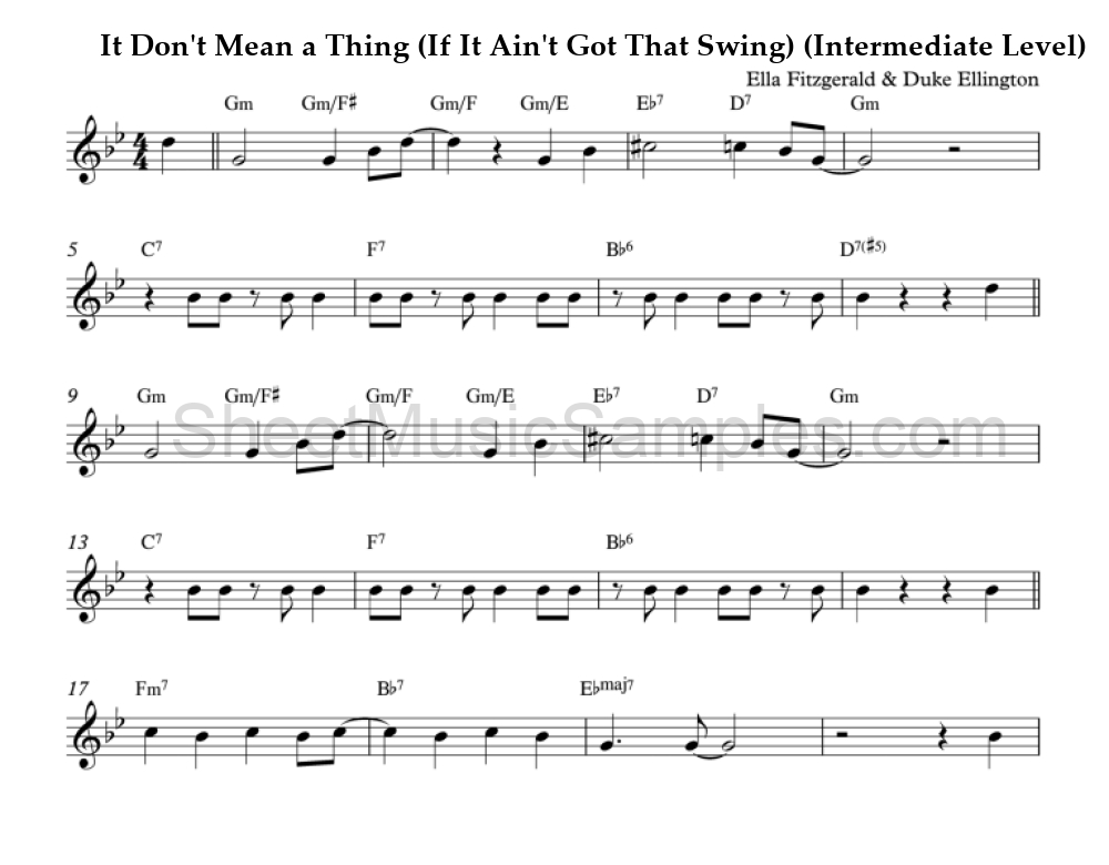 It Don't Mean a Thing (If It Ain't Got That Swing) (Intermediate Level)