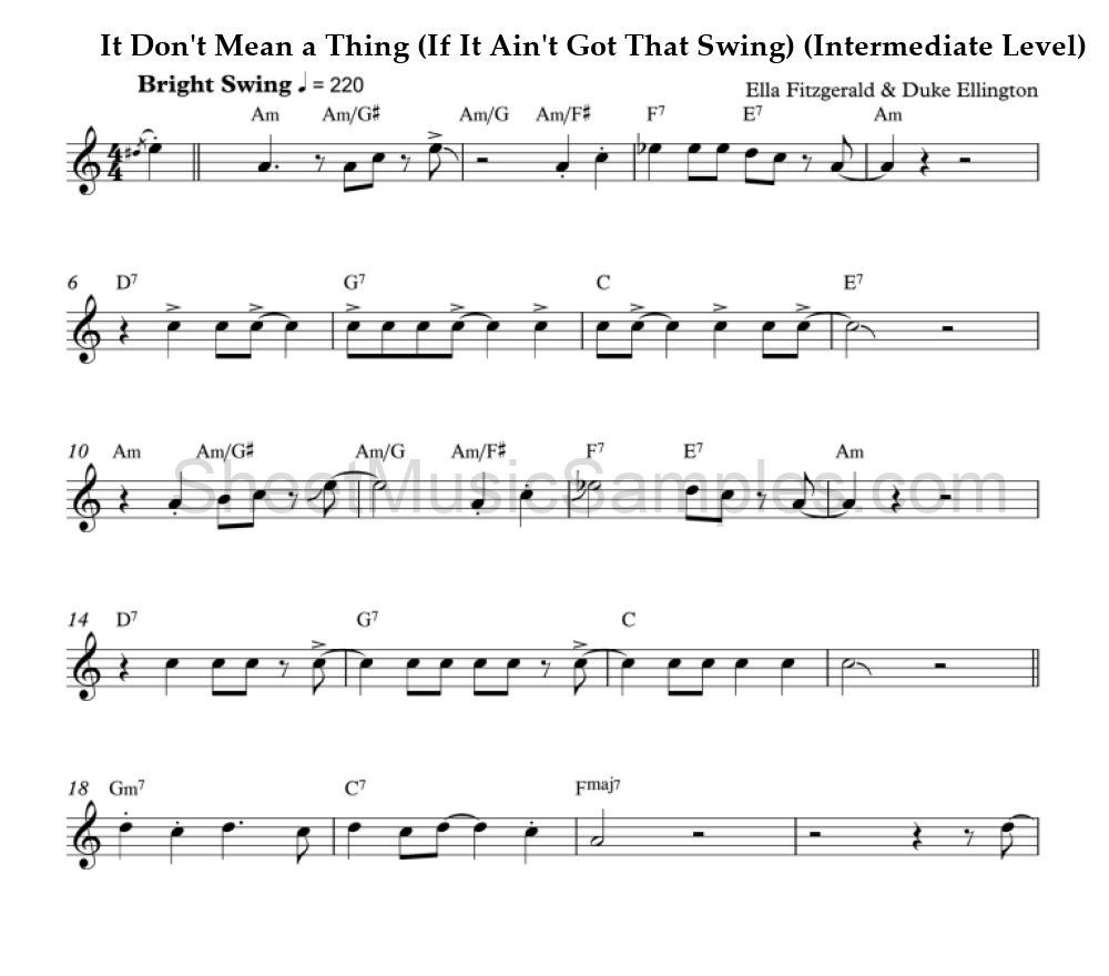 It Don't Mean a Thing (If It Ain't Got That Swing) (Intermediate Level)