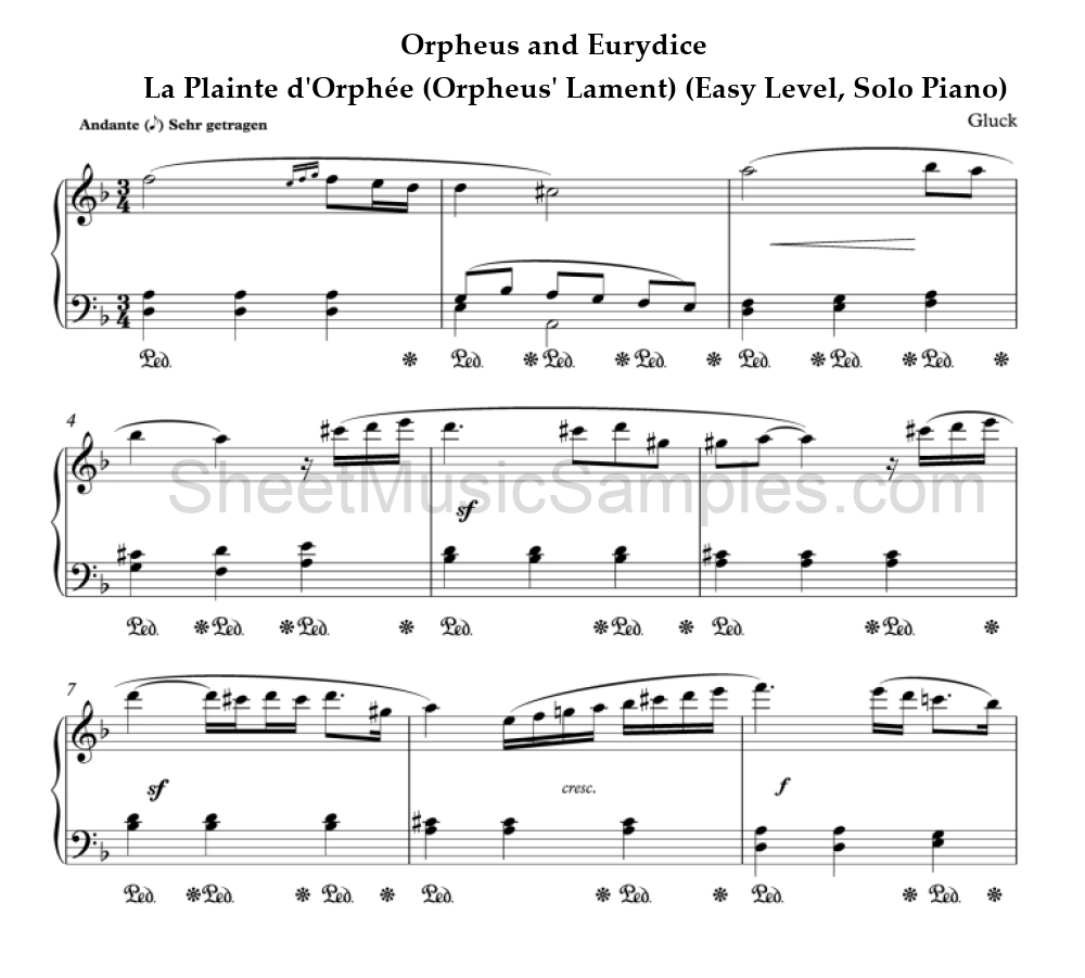 Orpheus and Eurydice - La Plainte d'Orphée (Orpheus' Lament) (Easy Level, Solo Piano)