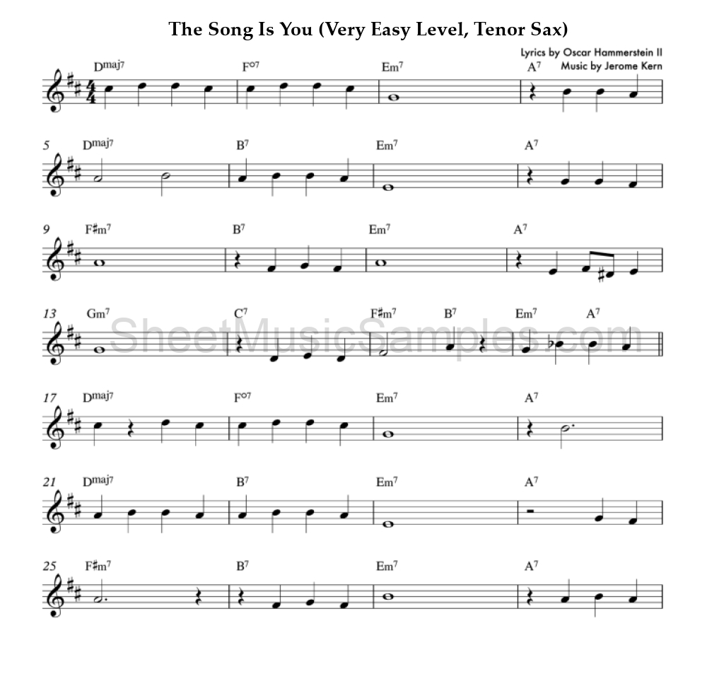 The Song Is You (Very Easy Level, Tenor Sax)