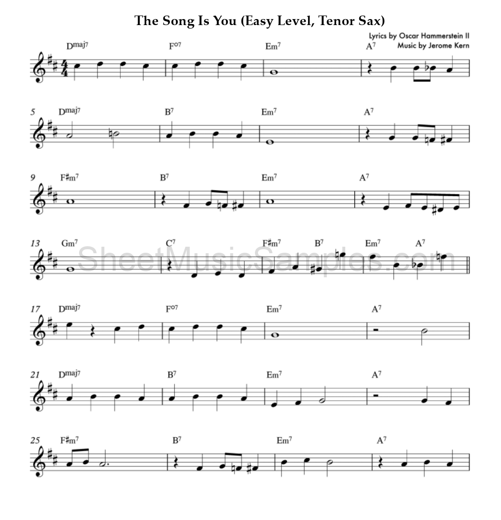 The Song Is You (Easy Level, Tenor Sax)