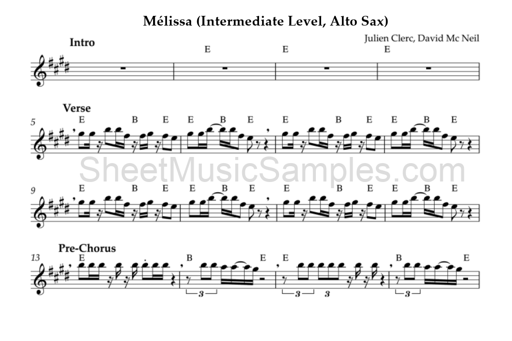 Mélissa (Intermediate Level, Alto Sax)