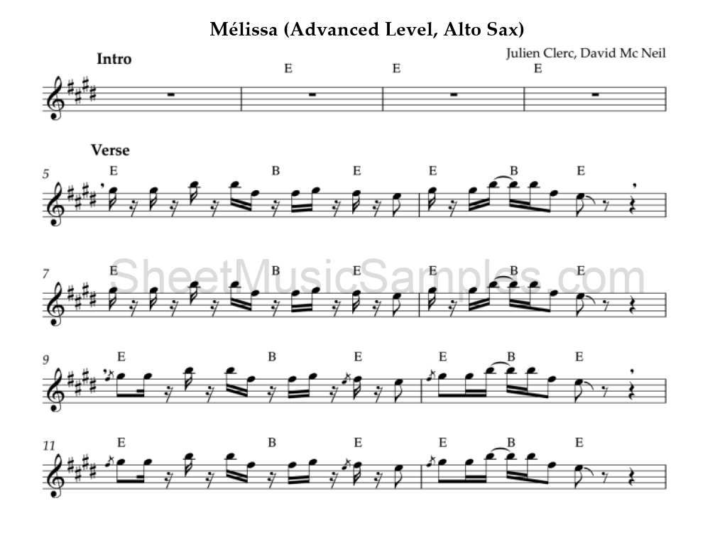 Mélissa (Advanced Level, Alto Sax)