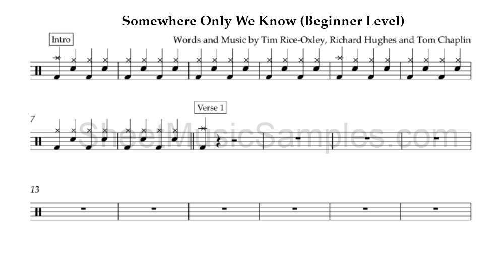 Somewhere Only We Know (Beginner Level)