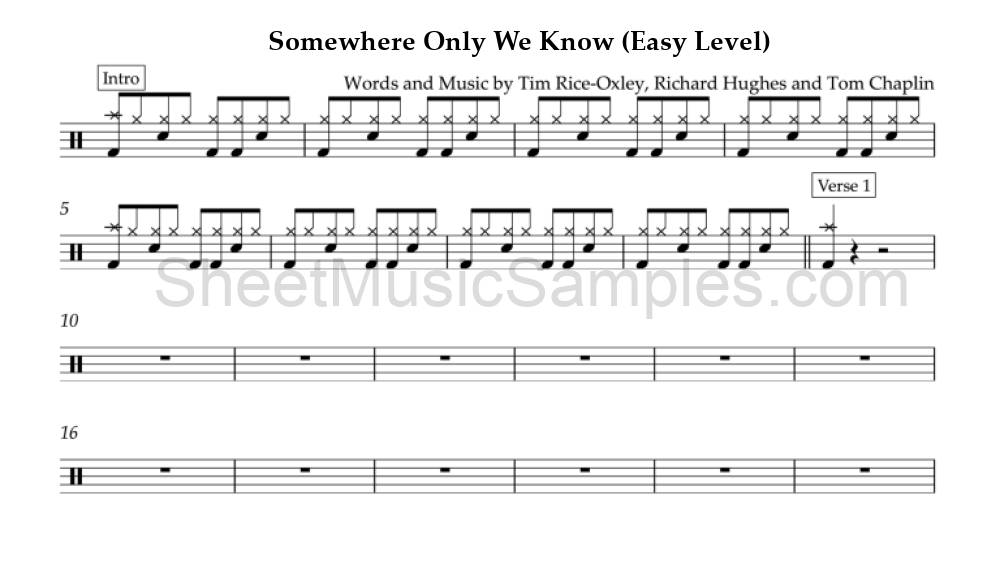 Somewhere Only We Know (Easy Level)