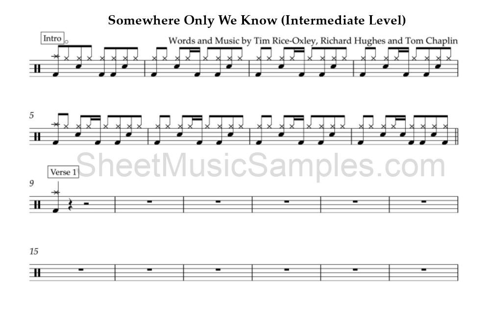 Somewhere Only We Know (Intermediate Level)