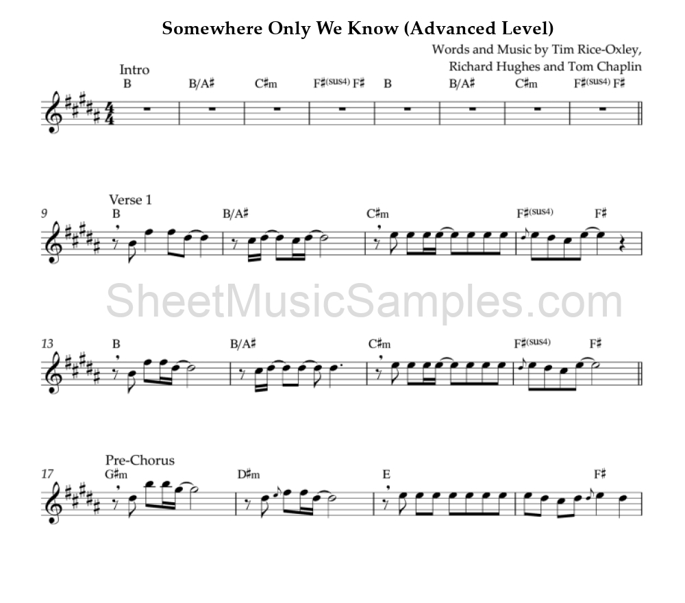 Somewhere Only We Know (Advanced Level)