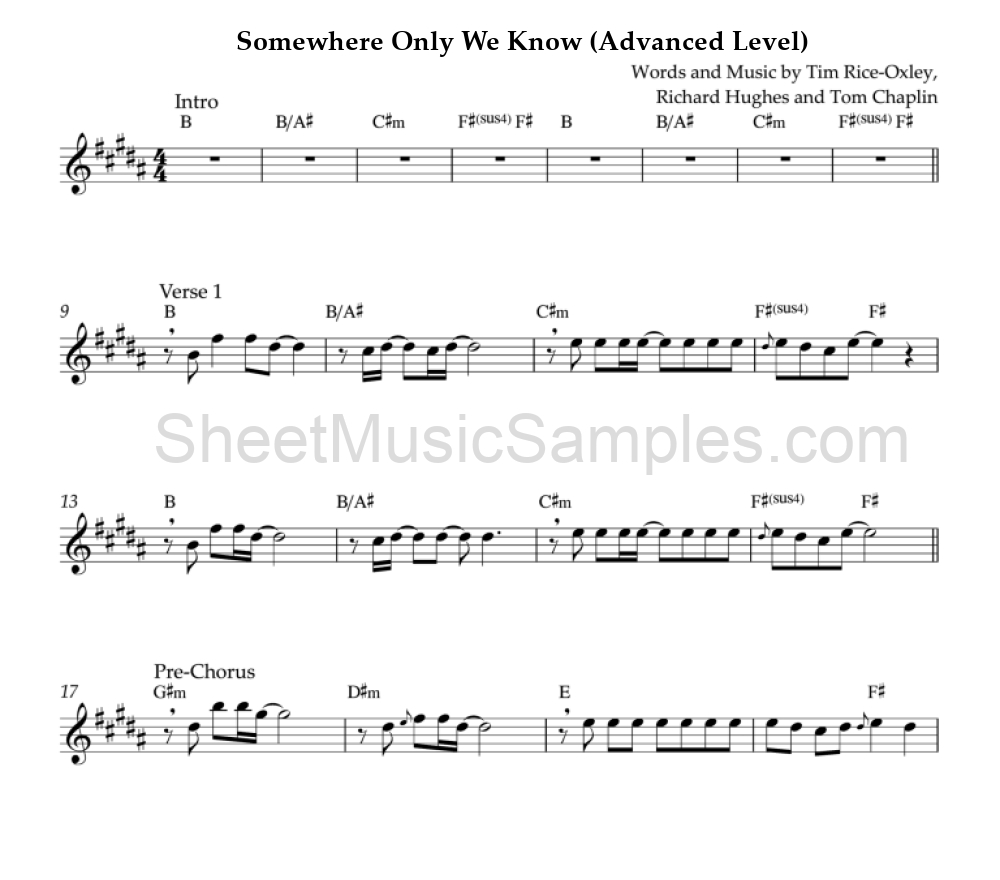 Somewhere Only We Know (Advanced Level)